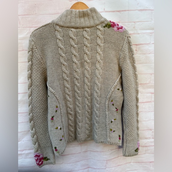 VTG Frost size M floral crochet Grannycore full zip wool cardigan sweater - Picture 5 of 7